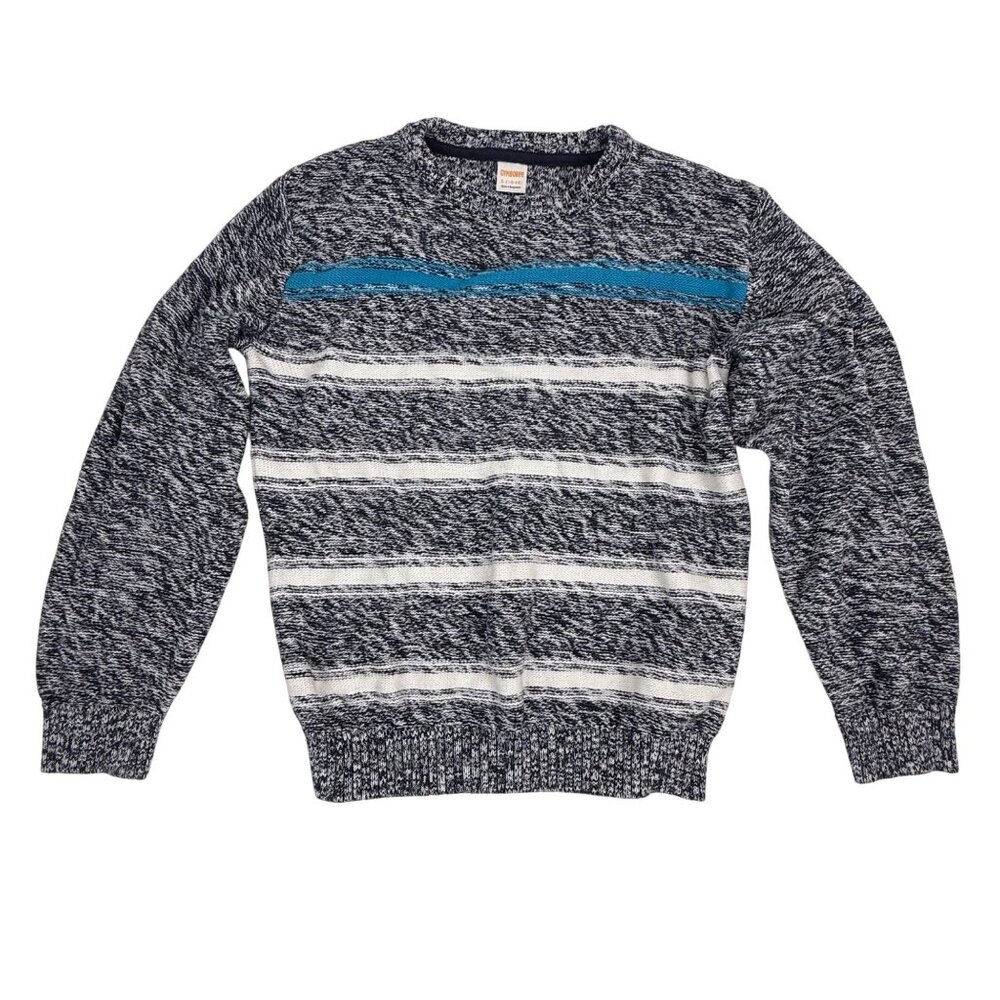 Gymboree Boys Crew-Neck Cotton Sweater Gray/Blue Striped Size L